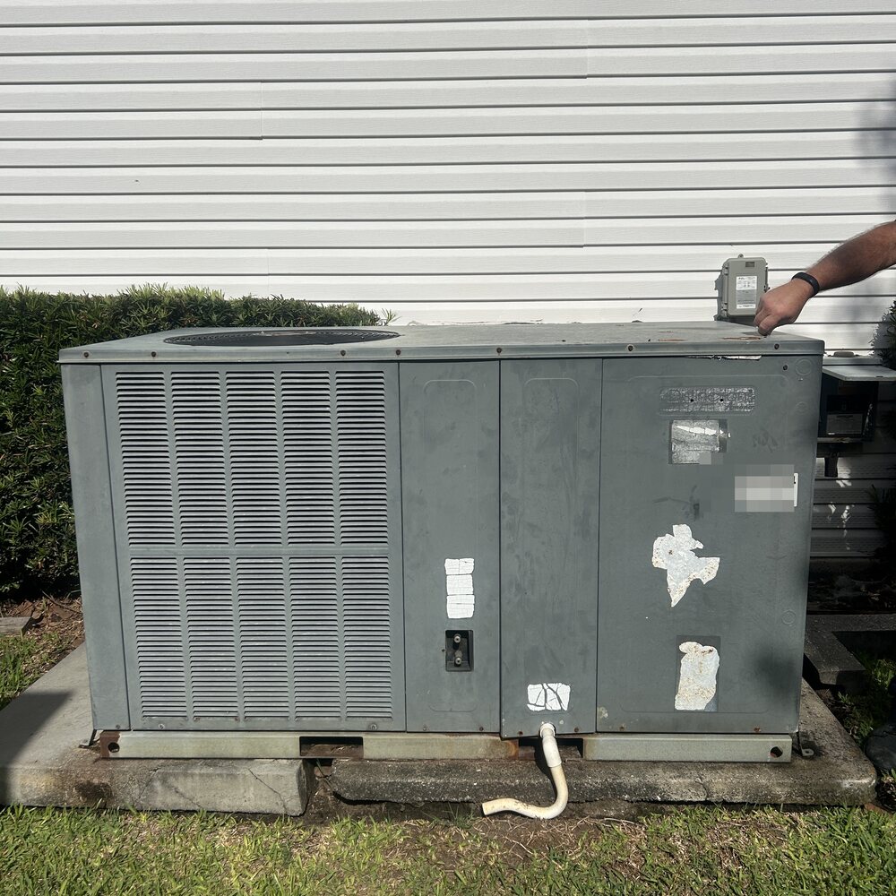 20-year-old AC system before replacement